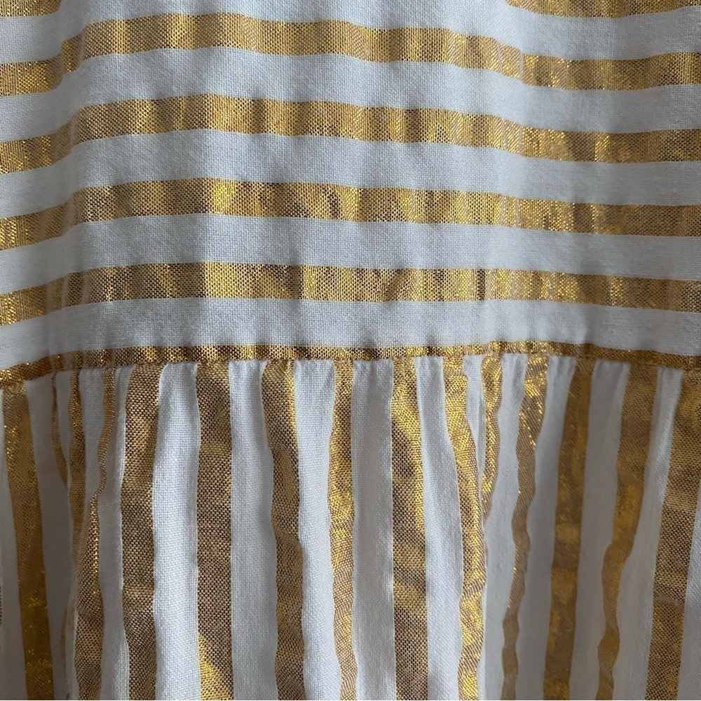 Velveteen White Metallic Gold Stripe Lara Sundress 14 - Picture 9 of 13